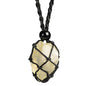 Natural unprocessed crystal raw stone hand woven rope adjustable necklace pendant for both men and women - color: A-Citrine