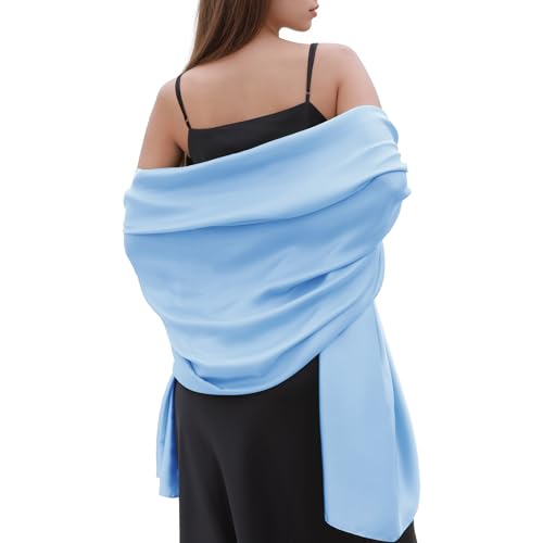 Womens Scarf Pashmina Shawls and Wraps for Evening Dresses Like Chiffon Silk Scarf for Bridal Weddings - color: Blue-2