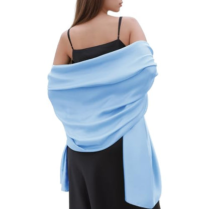 Womens Scarf Pashmina Shawls and Wraps for Evening Dresses Like Chiffon Silk Scarf for Bridal Weddings - color: Blue-2
