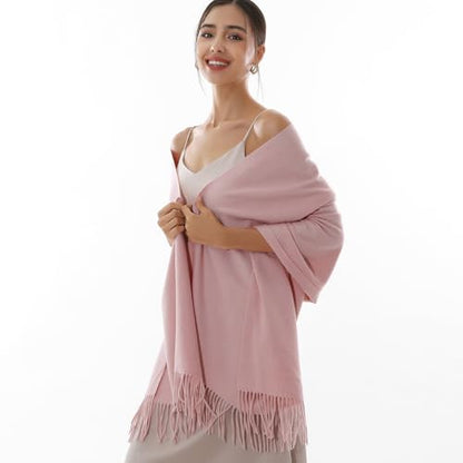 RIIQIICHY Winter Scarfs for Women Pashmina Shawls Wraps for Evening Dresses Large Warm Soft Scarves - color: Pink