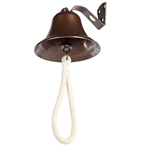 WMM Hanging Bell Dinner Bell Outdoor Bell Bracket Mount Wall Bell Indoor Rope Bell Ship/Boat/Nautical/Door/School/Reception/Home/Church Bell(Copper) - color: Copper