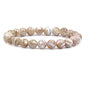 Amandastone Natural Gemstone 8mm Round Beads Stretch Bracelet 7 Inch - color: Khaki Mother Of Pearl