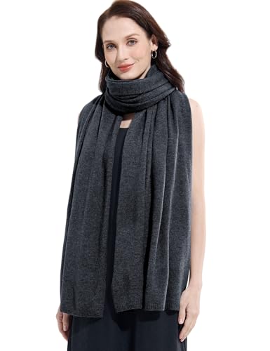 Soft Cashmere Blend Wrap Chic Scarf Stole for Women Wayfarer Travel Extra Large 87"x28" - color: Charcoal Gray