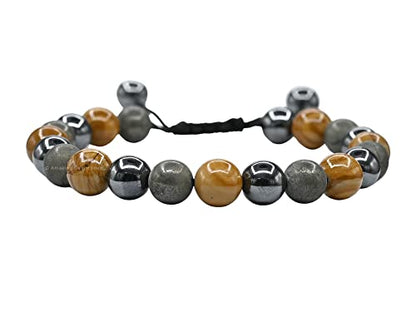 Amazing Gemstone New Beginnings Manifestation Bracelet - Yellow Jasper Pyrite Hematite Bracelet Set for Men Women Healing Calming Anxiety Stress Relief Gifts Pulseras Para Hombres Mujer (Adjustable) - color: New Beginnings