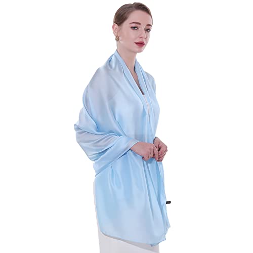 Womens Scarf Pashmina Shawls and Wraps for Evening Dresses Like Chiffon Silk Scarf for Bridal Weddings - color: Blue-2