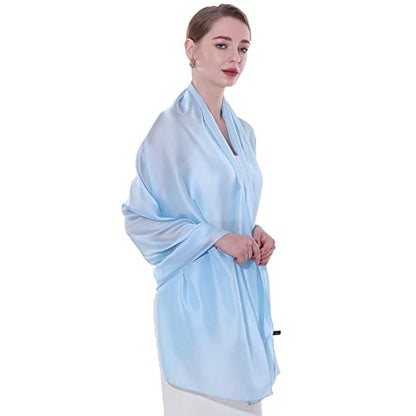 Womens Scarf Pashmina Shawls and Wraps for Evening Dresses Like Chiffon Silk Scarf for Bridal Weddings - color: Blue-2