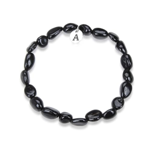 Adabele 1pc Natural Stretch Gemstone Bracelet 7mm-10mm Free Form Bead 7 Inch 7.5 Inch Healing Crystal Engergy Quartz Chakra Jewelry Women Birthday Gift - color: Black Tourmaline, size: 7 Inch (bead size 7-10mm)