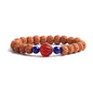 COLORFUL BLING Natural Stone Tibetan Mala Rudraksha Seeds Bracelet for Meditation Beads Prayer Charm Wrist Bracelets Buddha Prayer Yoga Mediation Jewelry - color: red blue