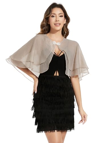 Women's Sheer Tencel Shawls and Wraps for Evening Dresses Soft Wedding Cape Lightweight Bridesmaid Scarves Cover Up - color: Camel