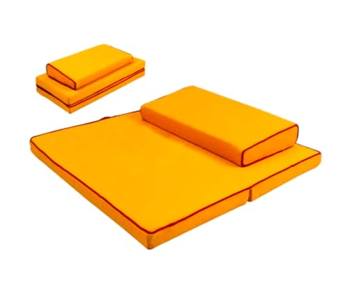 Portable Foldable Meditation Cushion Mat Set, Larger Thick Yoga Mat Bolster Floor Pillows Seating for Adults Meditation Accessories(Size:60x60cm(24x24inch),Color:Yellow1) - color: Yellow1, size: 60x60cm(24x24inch)