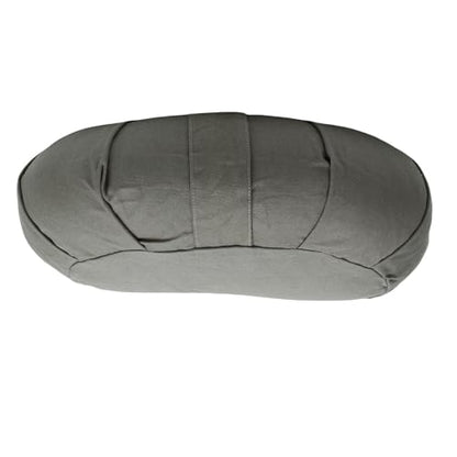 ZJchao Half Moon Meditation Cushion, Yoga Meditation Pillow with Buckwheat Hulls Cotton Cover for Floor Seating Office Home Meditation, Compact Lightweight Design (Gray) - color: Grey