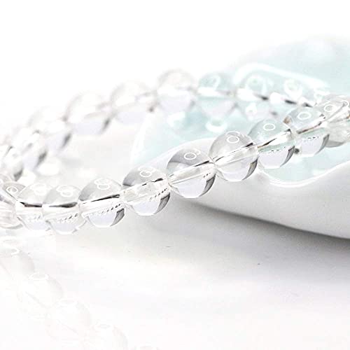 Natural Gemstones Bracelet 8mm Chakra Round Beads Energy Power Crystal Reiki Healing Elastic Stretch 7 Inch for Women Men Unisex - color: Rock Crystal