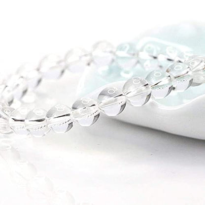 Natural Gemstones Bracelet 8mm Chakra Round Beads Energy Power Crystal Reiki Healing Elastic Stretch 7 Inch for Women Men Unisex - color: Rock Crystal