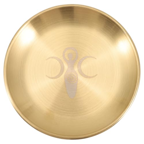 Cabilock Metal Tarot Candle Holder, Round Altar Tealight Tray Decorative Plate, Pillar Candles Candlestick Stand Witchcraft Supplies for Meditation Ceremony Home Table Centerpiece, 14cm