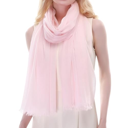 RIIQIICHY Scarf for Women Lightweight Solid Color Long Fashion Gauze Scarves Shawl Wrap - color: Light Pink