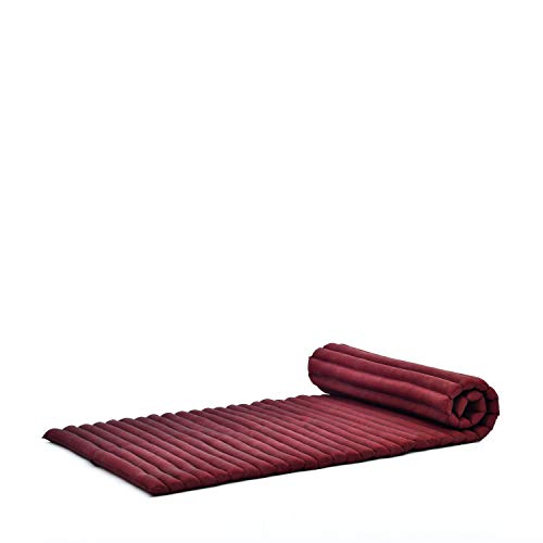 Leewadee - Foldable Floor Mattress - Japanese Roll Up Futon -Trifold Tatami Mat- Guest Floor Bed - Camping Mattress - Thai Massage Mat, Kapok Filled, 75 x 28 inches, Red - color: Cl24 - Red, size: M: 75x28"