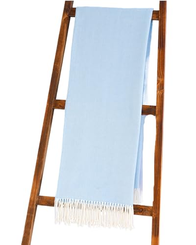 Alashan Cotton Acrylic Adirondack Herringbone Woven Throw - Throw Blanket - Soft Hydrangea - color: Hydrangea