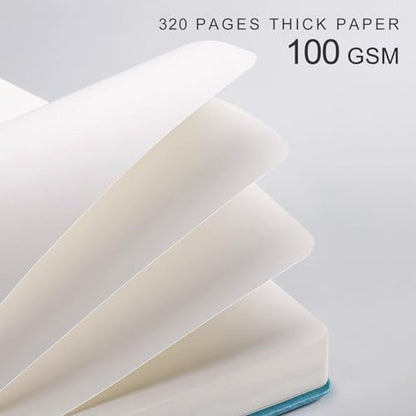 EMSHOI 2 Packs A5 Blank Notebook Journal - 320 Pages, 100gsm Thick Paper, Hardcover Leather, Art Sketchbook for Drawing, Unlined
