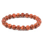 Justinstones 8mm Round Beads Stretch Bracelet 7 Inch Unisex - color: Red Coral