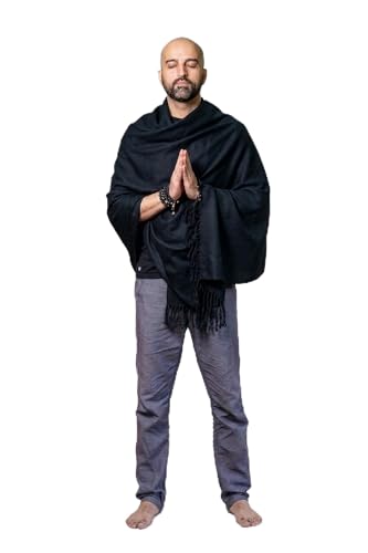 Meditation Shawl or Meditation Blanket, Shawl/Wrap, Oversize Scarf/Stole. Large. Unisex. - color: Black