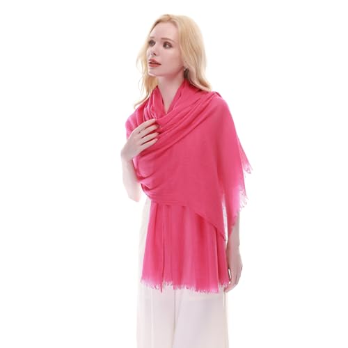 RIIQIICHY Scarf for Women Lightweight Solid Color Long Fashion Gauze Scarves Shawl Wrap - color: Rose
