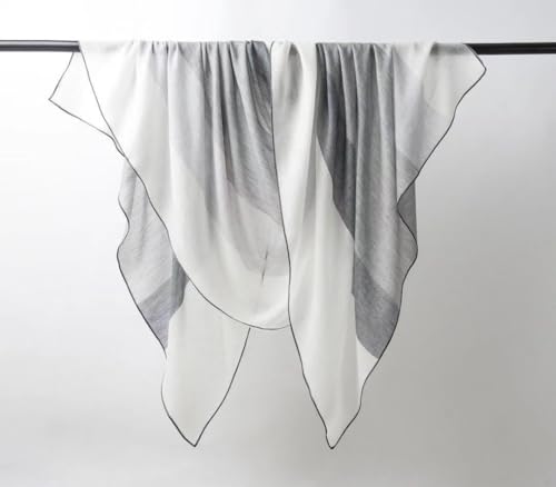 Luxury Cashmere Pashmina Style Shawl - Silk & Wool Blend Scarf, Lightweight Skin-Friendly Wrap - color: Gray + White