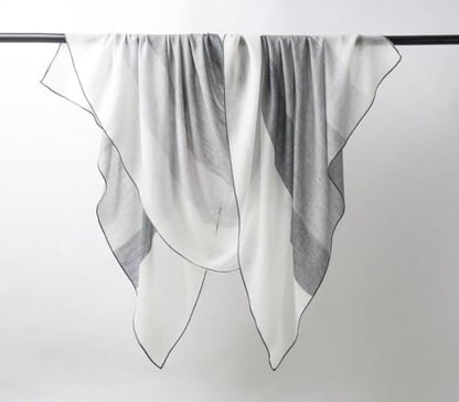 Luxury Cashmere Pashmina Style Shawl - Silk & Wool Blend Scarf, Lightweight Skin-Friendly Wrap - color: Gray + White