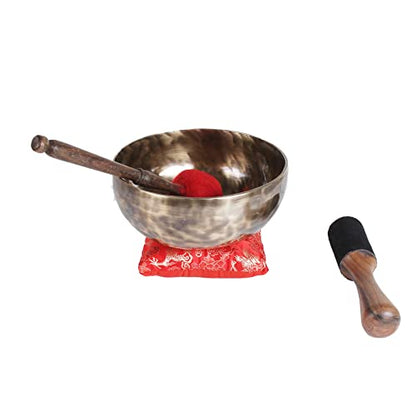 ESK 7 inch Tibetan Singing Bowl set ,Meditation, zen decor, Spiritual and Body Healing and Energy Cleansing ,Handmade, Comes w/ silk cushions, sticks and Flag
