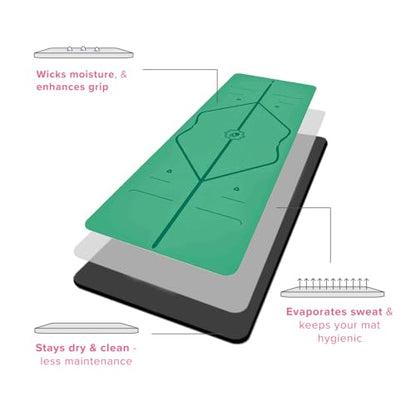 Liforme Original Yoga Mat – Free Yoga Bag Included - Patented Alignment System, Warrior-like Grip, Non-slip, Eco-friendly, sweat-resistant, long, wide, 4.2mm thick mat for comfort