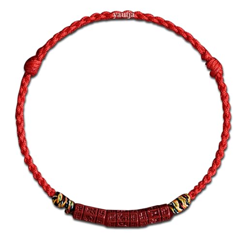 yautja Tibetan Buddhist Lucky Red String Bracelets Spiritual Protection Handmade Adjustable Red Buddha Bracelet Yoga Prayer Cinnabar Beads Amulet Bracelet Evil Protection Women Jewelry Gift for Health Charm Wealth Good Fortune - color: red