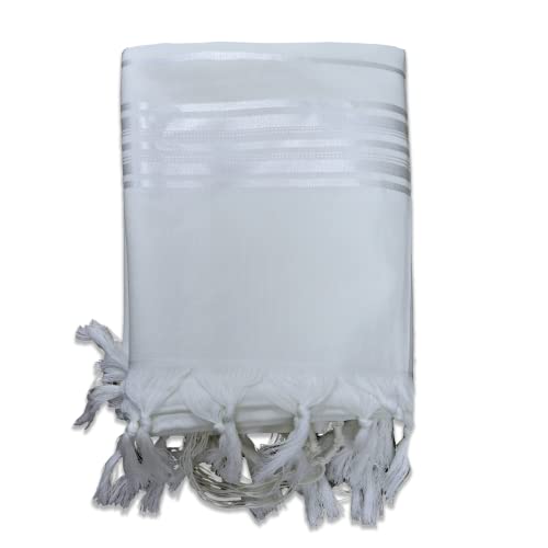 100% Wool Kosher Mehudar Badats Traditional Tallit Prayer Shawl, Tallit with a super elegant look - color: With White Stripes, size: Size 50 - 68 X 48 Inch