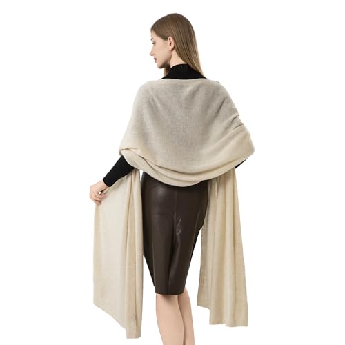 Cashmere Wrap Soft Knitted Scarf Stole for Women Airplane Travel Blanket Shawl 87x28 IN Extra Large Pashmina - color: Beige
