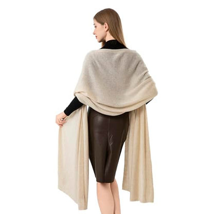 Cashmere Wrap Soft Knitted Scarf Stole for Women Airplane Travel Blanket Shawl 87x28 IN Extra Large Pashmina - color: Beige