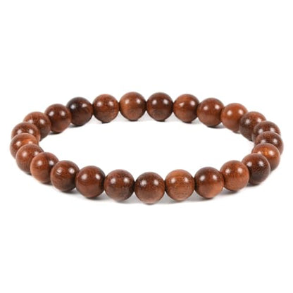 Justinstones Gem Semi Precious Gemstone 8mm Round Beads Stretch Bracelet 7 Inch Unisex - color: Burma Padauk