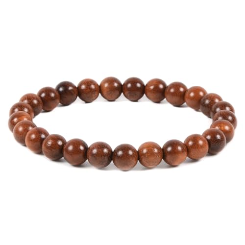 Justinstones Gem Semi Precious Gemstone 8mm Round Beads Stretch Bracelet 7 Inch Unisex - color: Burma Padauk