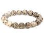 Keleny Semi Precious Stones Natural Gemstones 12mm Round Beads Crystal Stretch Bracelets 7 Inch Unisex - color: Beige Feldspar