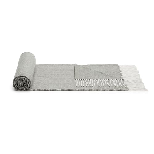 Amazon Basics Cozy Room Décor Throw Blanket, Lightweight, Recycled Polyester, Dark Gray and Light Gray Herringbone, 50"x 60" - color: Dark Gray and Light Gray Herringbone, style: Woven