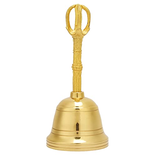 Pure Brass Hand Bell,4.5 Inch Hand Rattle Buddhist Meditation Hand Bell Feng Shui Taoist Instrument Religious Hand Bell for Meditation Prayer Clarity