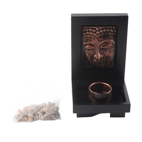 Buddha Zen Stone Candle Holder for Meditation and Relaxation, Tabletop Decor with Decorative Stones for Home Yoga Studio Tea Room (One Size) - color: Bronze