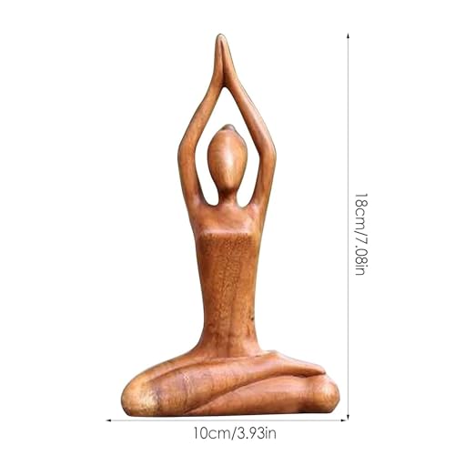 Wooden Yoga Statue - Meditating Figurine for Home Decor | Hand-Carved Yoga Sculpture for Living Room, Study, Gallery Display, Tabletop Accent, Zen Garden Ornament, Spiritual Mindfulness Decoration