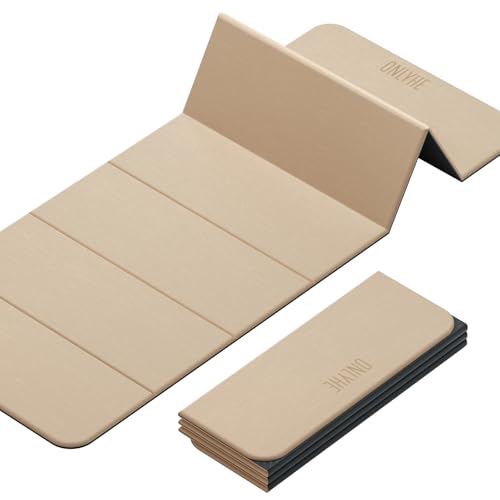 Foldable Yoga Mat Exercise Mat for Home Workout, Comfortable and Durable, 8mm Thick Portable Folding Mat, Non-Slip, Pilates Mat Thick, Outdoor Use, Meditation, Travel, Camping (71"x24" x 0.3") (Milk Coffee + Black) (Brown+Black) - color: Milk coffee + bla