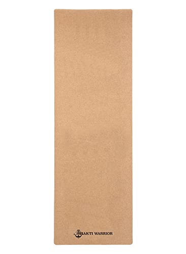 Shakti Warrior Cork Yoga Mat - Artist Designed, Premium Printed Eco-Friendly Non-Slip mat, Great for Regular & Hot Yoga, Pilates, Workouts 72 inch x 24 inch x 3mm Thick - color: Plain