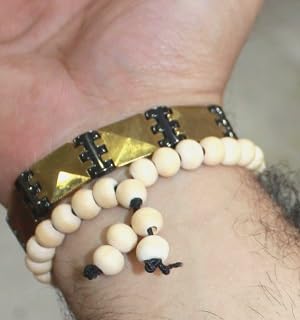 IS4A White Tulsi Beads Sumarni Bracelet Elastic Barcelet 27+1 8mm Holy Tulsi Beads Mala Rosray
