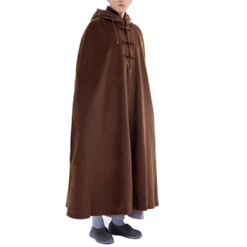 Unisex Meditation Cloak Warm Plush Meditation Buddhist Hooded Cape Meditation Prayer Outfit Coat Traditional Monk Robe
