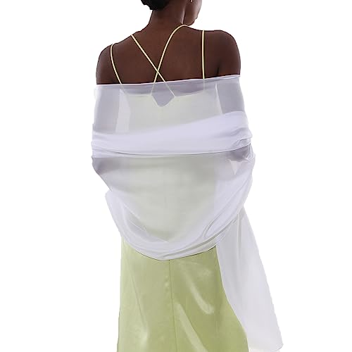Womens Scarf Pashmina Shawls and Wraps for Evening Dresses Like Chiffon Silk Scarf for Bridal Wedding - color: White