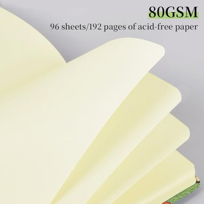 Mifuner 4.8x4.8in 80gsm Mini Notebooks Art Blank Pages Sketchbooks Travel Journal Pocket Hardcover Paint Writing Notebook Blank Diary Memo Planner Sketchbook Fabric Cover.Ginkgo Leaf - color: Cloth-Ginkgo Leaf