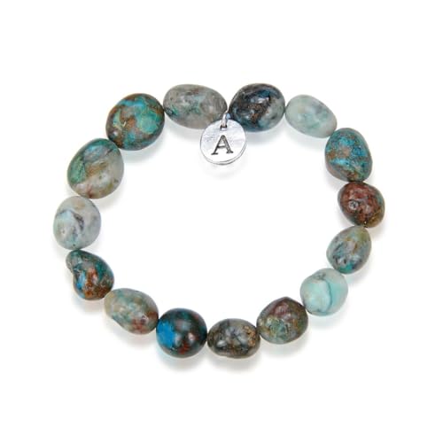 Adabele 1pc Natural Stretch Gemstone Bracelet 7mm-10mm Free Form Bead 7 Inch 7.5 Inch Healing Crystal Engergy Quartz Chakra Jewelry Women Birthday Gift - color: Chrysocolla, size: 7 Inch (bead size 7-10mm)
