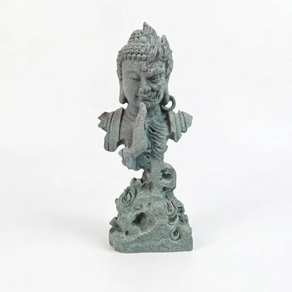 Half Buddha Half Demon Stone Statue Natural Bluestone Yin Yang Sculpture, Zen Meditation Decor Aquarium Safe Ornament Spiritual Balance Figurine for Home Office