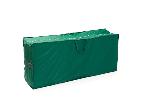 Covermates Cushion Storage Bag – Heavy Duty Vinyl with Polyester Lining, Water Resistant Zipper, Ventilated Patio Cushion Organizer with Handles, 48Wx 16D x 22H, Green - color: Classic Green Vinyl, size: 48Wx 16D x 22H