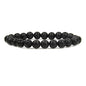 Angelstones Handmade Natural Healing Gemstone 8mm Round Beads Stretch Crystal Bracelet 7 Inch Unisex - color: Lava